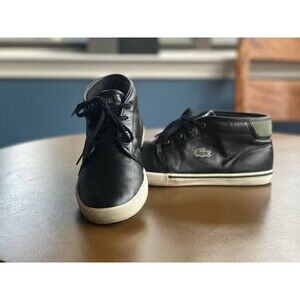 Lacoste Sport Ampthill Black Leather High-Top Sneakers – Men’s 11.5 / UK 10.5